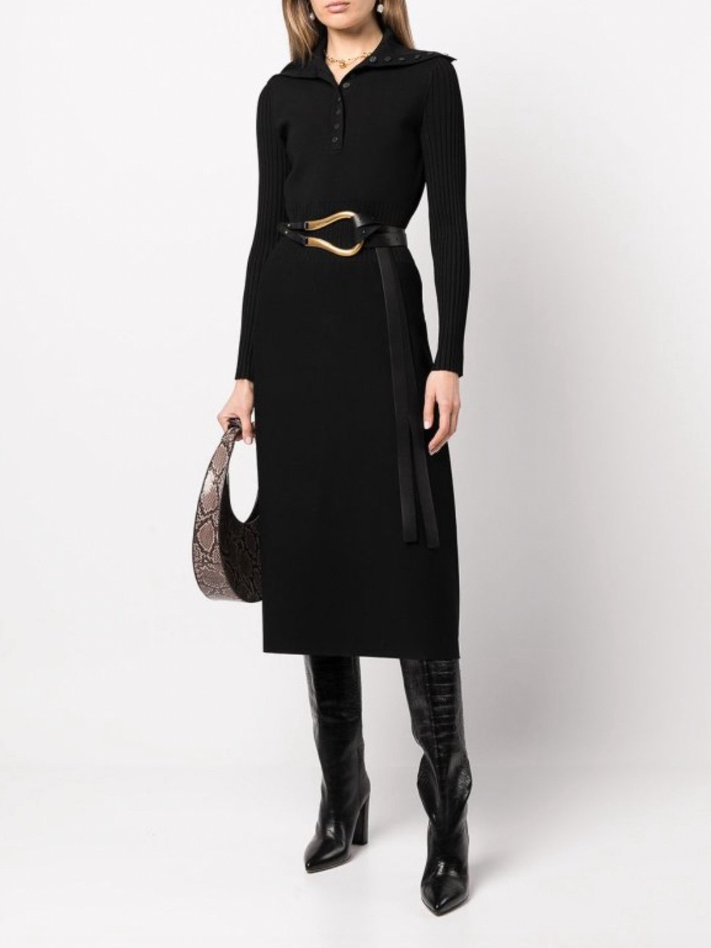 Tory Burch Polo Sweater Dress Black